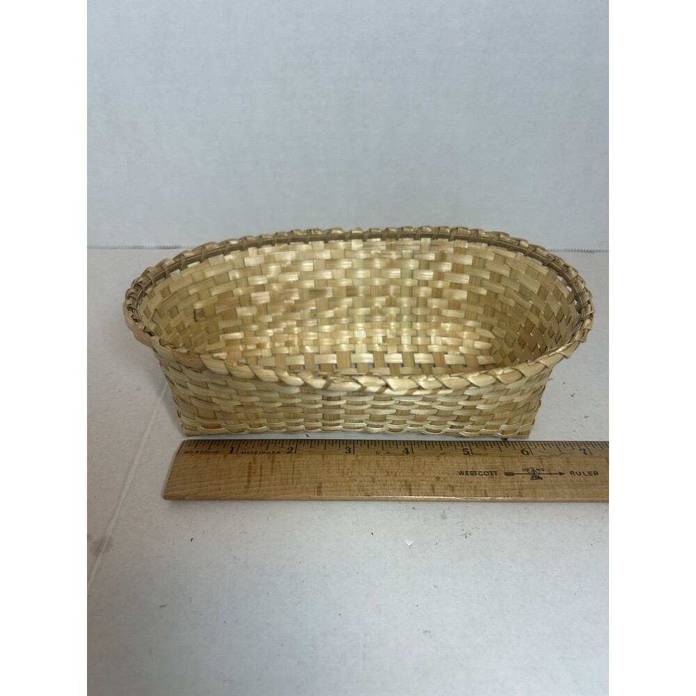 Handwoven Basket Set 7 Nested Oval Natural Wicker Boho Farmhouse Vintage Decor - Picture 8 of 12